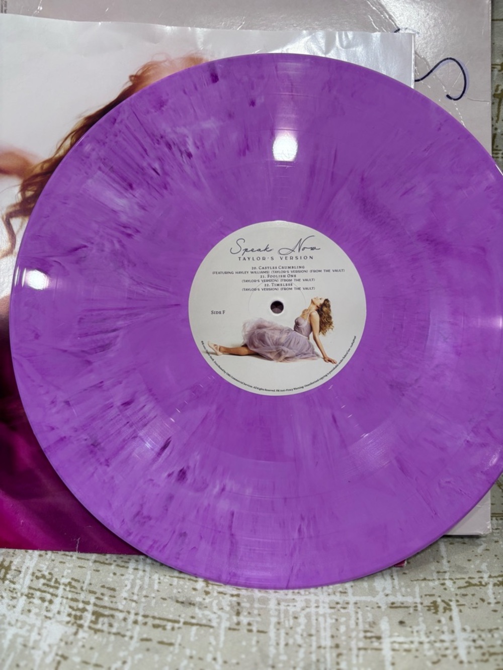 Taylor Swift Purple Swirl Vinyl Record E/F side only from the vault collection